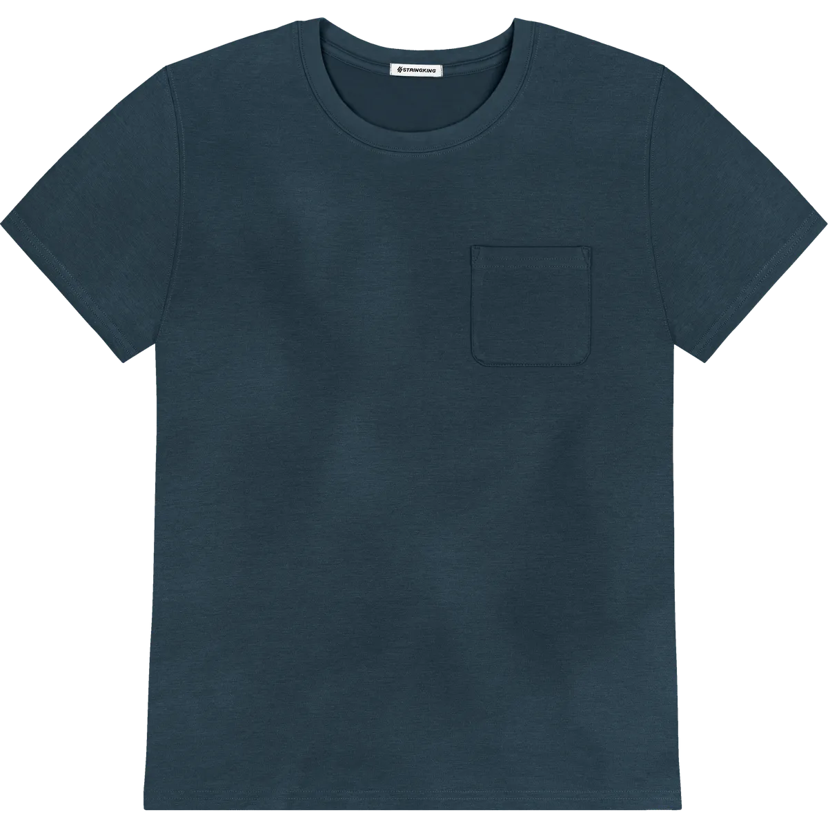 StringKing Men's Pima Cotton Short Sleeve Pocket Crewneck T-Shirt - Relaxed Fit, Navy, Front