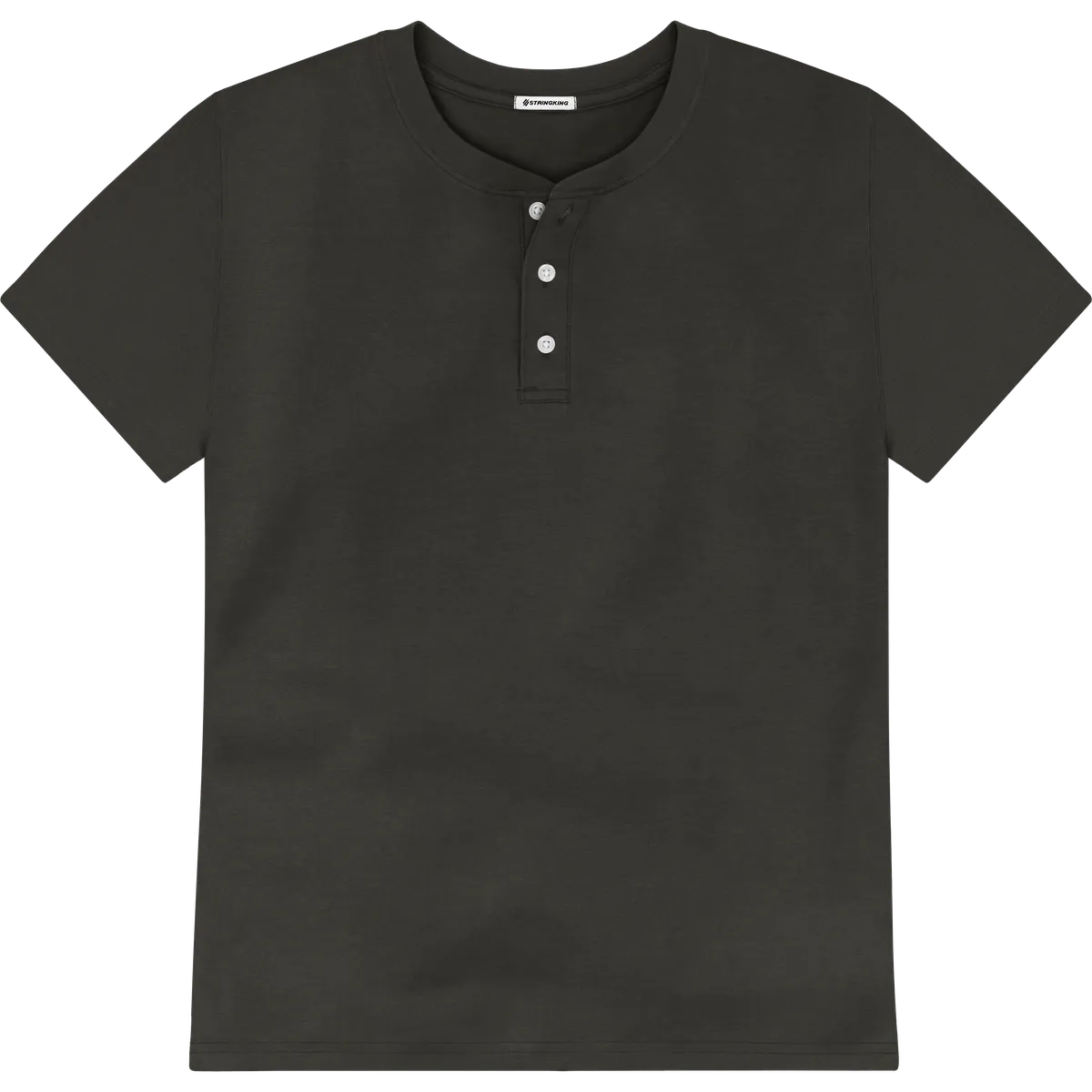 StringKing Men's Pima Jersey Short Sleeve Henley - Relaxed Fit, Peat, Front