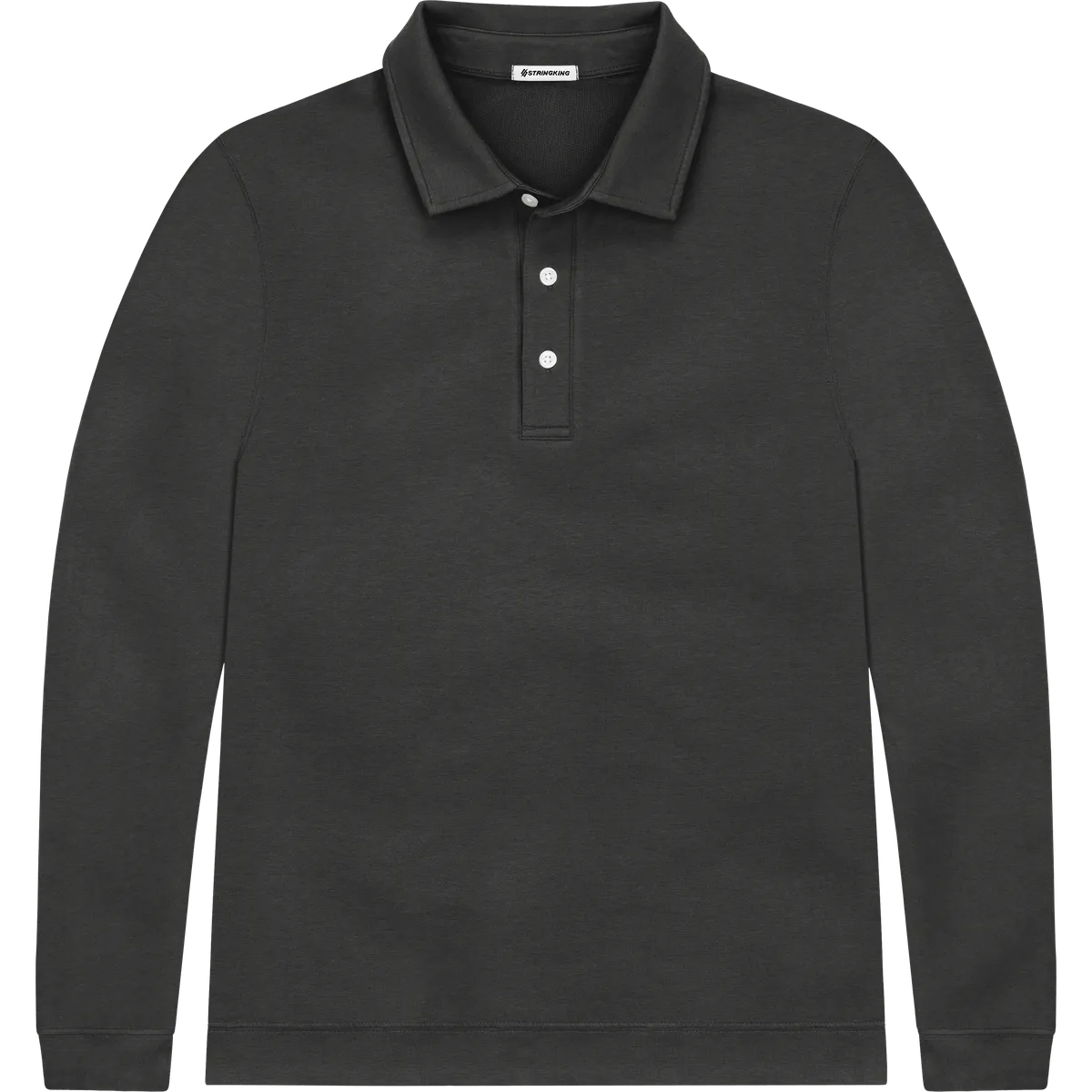StringKing Men's Pima Cotton Polo Sweatshirt - Sharp Fit, Black, Front