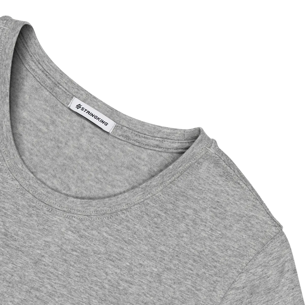 StringKing Women's Pima Cotton Short Sleeve Crewneck T-Shirt - Relaxed Fit, Heather Gray, Detail