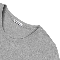 StringKing Women's Pima Cotton Short Sleeve Crewneck T-Shirt - Relaxed Fit, Heather Gray, Detail