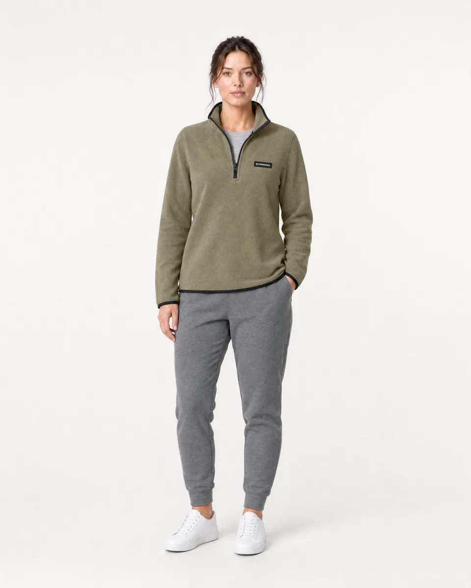 StringKing Women's Polartec Fleece Quarter Zip - Relaxed Fit, Mermaid, Full Front - Human Model - Top of head to Knees