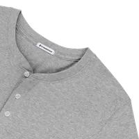 StringKing Men's Pima Cotton Long Sleeve Henley - Sharp Fit, Heather Gray, Detail