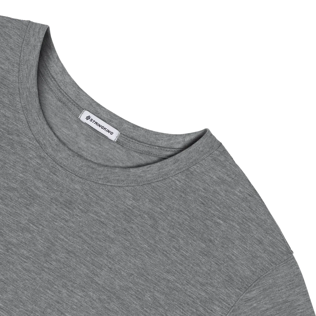StringKing Men's FlexStyle Short Sleeve Crewneck T-Shirt - Relaxed Fit, Heather Gray, Detail