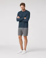 StringKing Men's Pima Jersey Long Sleeve Tee - Sharp Fit, Navy, Full Front Angle - Human Model