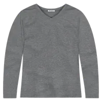 StringKing Women's FlexStyle Long Sleeve V-Neck T-Shirt - Sharp Fit, Heather Gray, Front