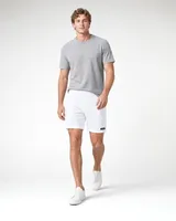StringKing Men's Pima Terry Shorts - Relaxed Fit, White, Full Front Angle - Human Model