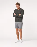 StringKing Men's Pima Terry Long Sleeve V-Neck Tee - Sharp Fit, Peat, Full Front Angle - Human Model