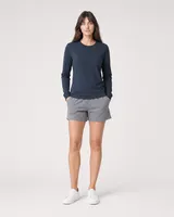 StringKing Women's Pima Terry Long Sleeve Tee - Sharp Fit, Navy, Full Front - Human Model