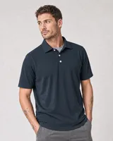 StringKing Men's Pima Jersey Classic Polo - Relaxed Fit, Navy, Collar Shoulder - Human Model