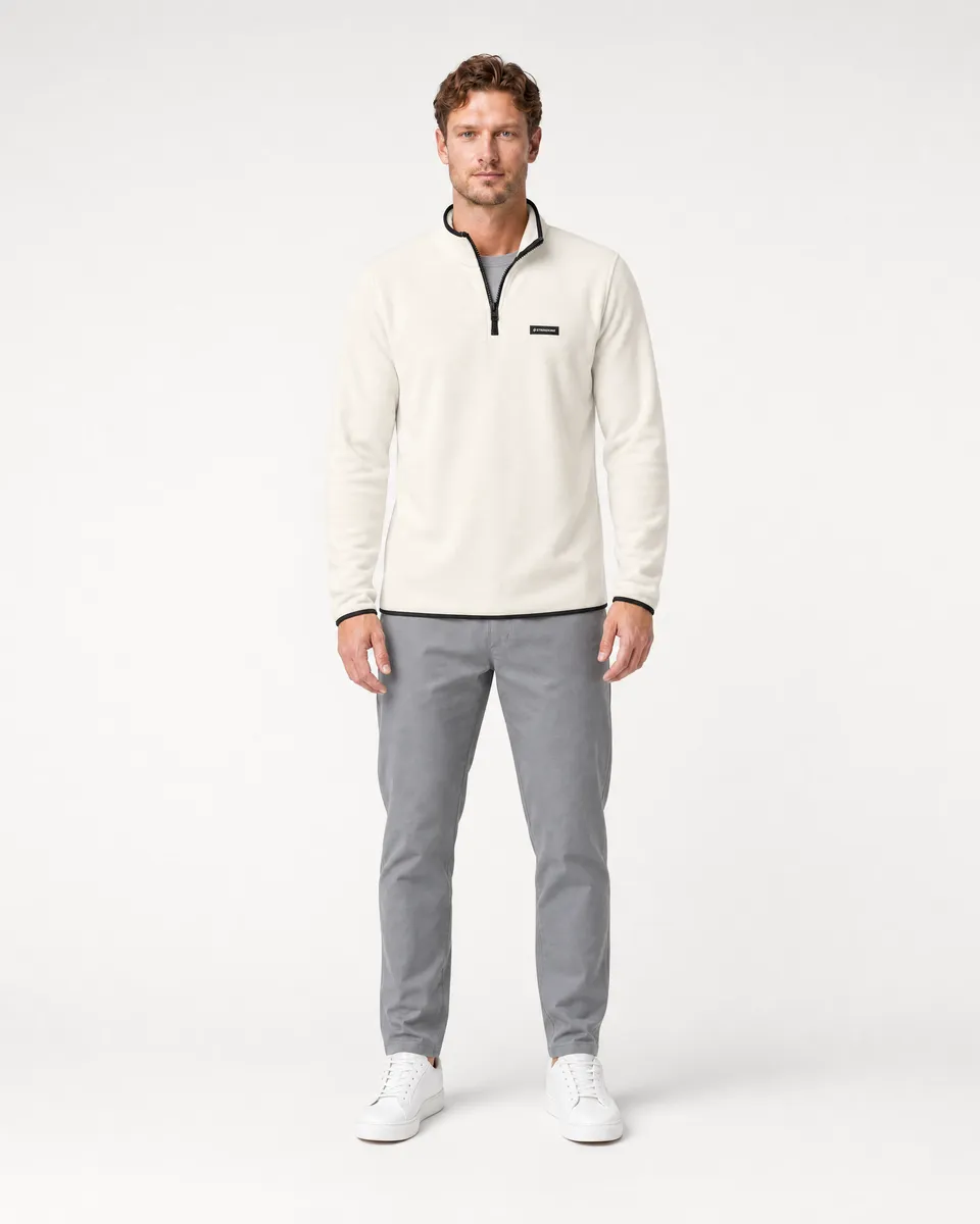 StringKing Men's Polartec Fleece Quarter Zip - Relaxed Fit, Jet Stream, Full Front - Human Model
