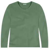 StringKing Women's FlexTech Long Sleeve Crewneck T-Shirt - Relaxed Fit, Green, Front