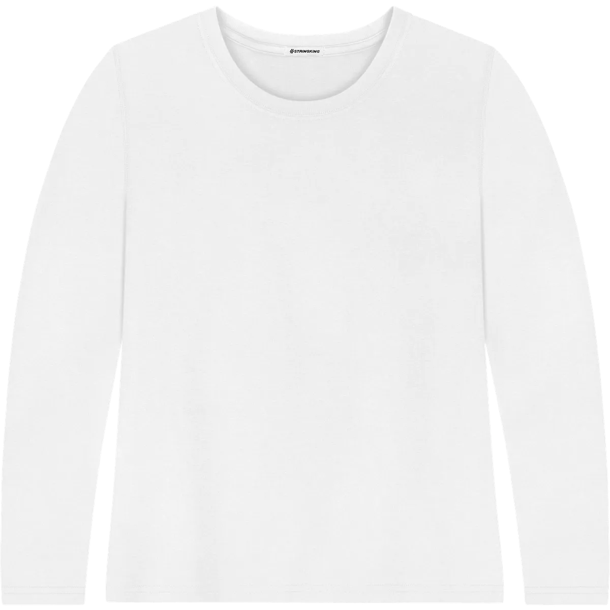 StringKing Women's Pima Terry Long Sleeve Tee - Relaxed Fit, White, Front