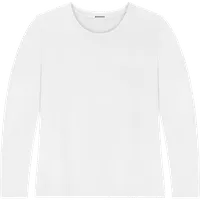 StringKing Women's Pima Terry Long Sleeve Tee - Relaxed Fit, White, Front