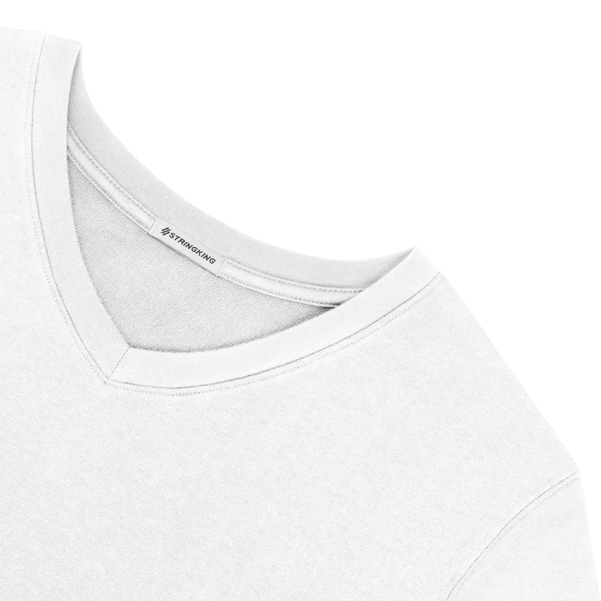 StringKing Women's Pima Cotton V-Neck Sweatshirt - Relaxed Fit, White, Detail