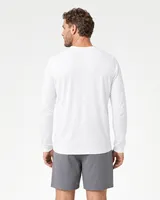 StringKing Men's Pima Jersey Long Sleeve Tee - Sharp Fit, White, Full Back - Human Model - Top of head to Mid-thigh