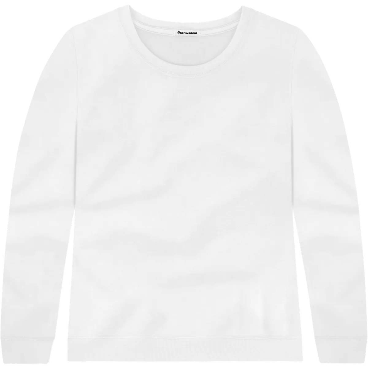 StringKing Women's Pima Terry Crew Sweater - Relaxed Fit, White, Front