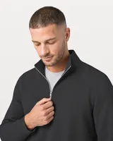 StringKing Men's StayWarm Quarter Zip - Relaxed Fit, Black, Collar Shoulder - Human Model