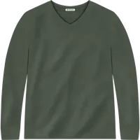 StringKing Men's Pima Jersey Long Sleeve V-Neck Tee - Sharp Fit, Moss, Front