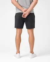StringKing Men's StayWarm Shorts - Relaxed Fit, Black, Full Back - Human Model - Chest to Feet
