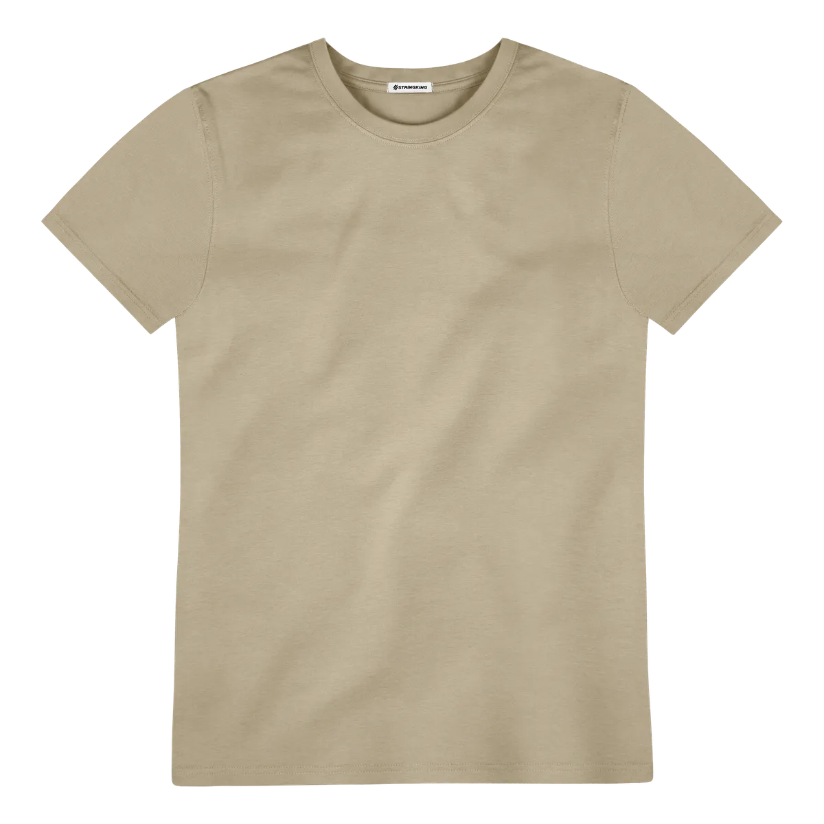 StringKing Men's Pima Cotton Short Sleeve Crewneck T-Shirt - Sharp Fit, Warm Khaki, Front