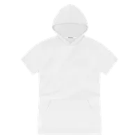 StringKing Men's Pima Terry Short Sleeve Hoodie - Sharp Fit, White, Front