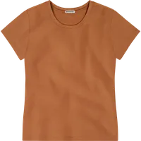 StringKing Women's FlexStyle Short Sleeve Crewneck T-Shirt - Relaxed Fit, Bombay Brown, Front