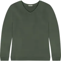 StringKing Women's Pima Terry V-Neck Sweater - Relaxed Fit, Moss, Front