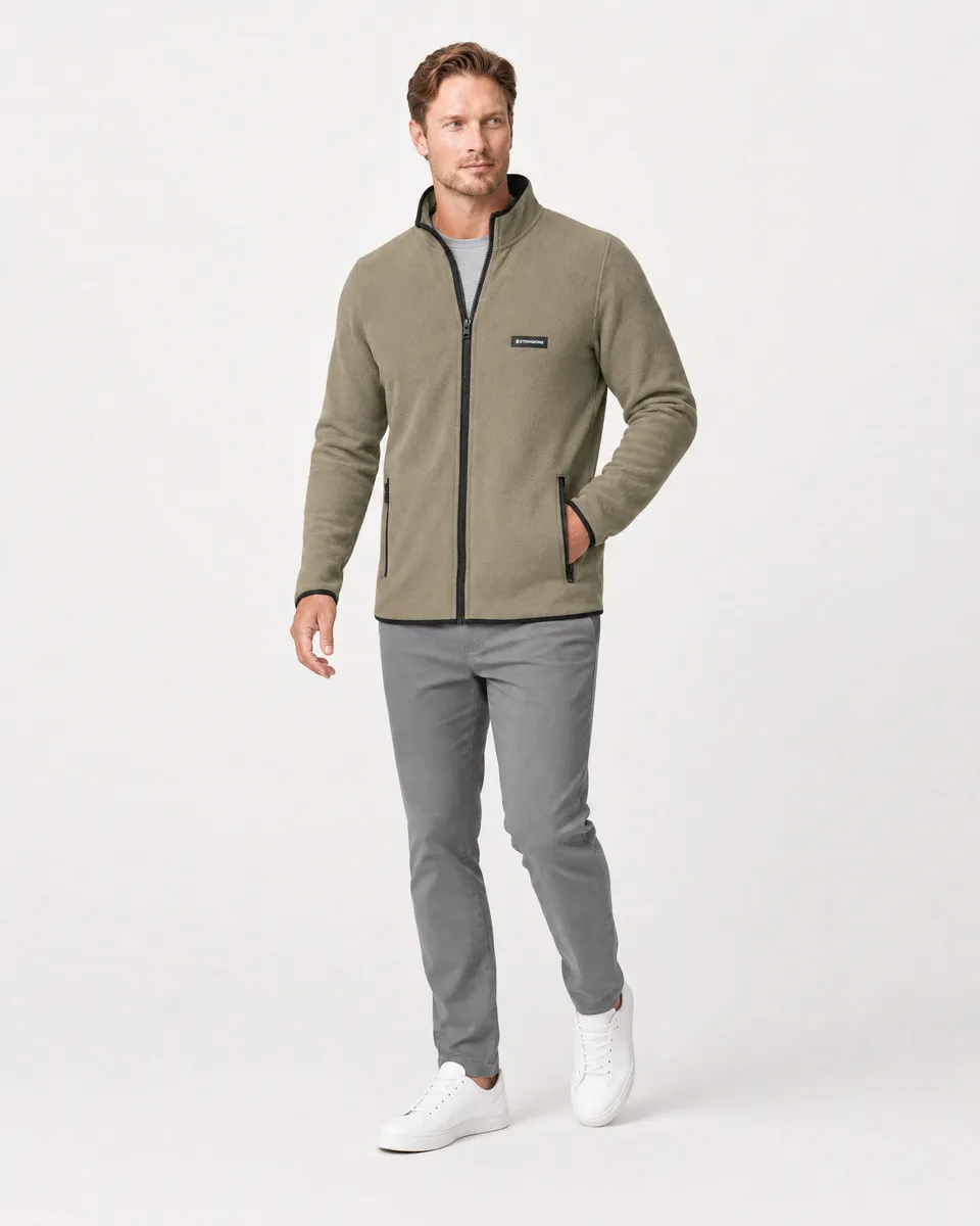 StringKing Men's Polartec Fleece Full Zip with Pockets - Sharp Fit, Mermaid, Collar Shoulder - Human Model