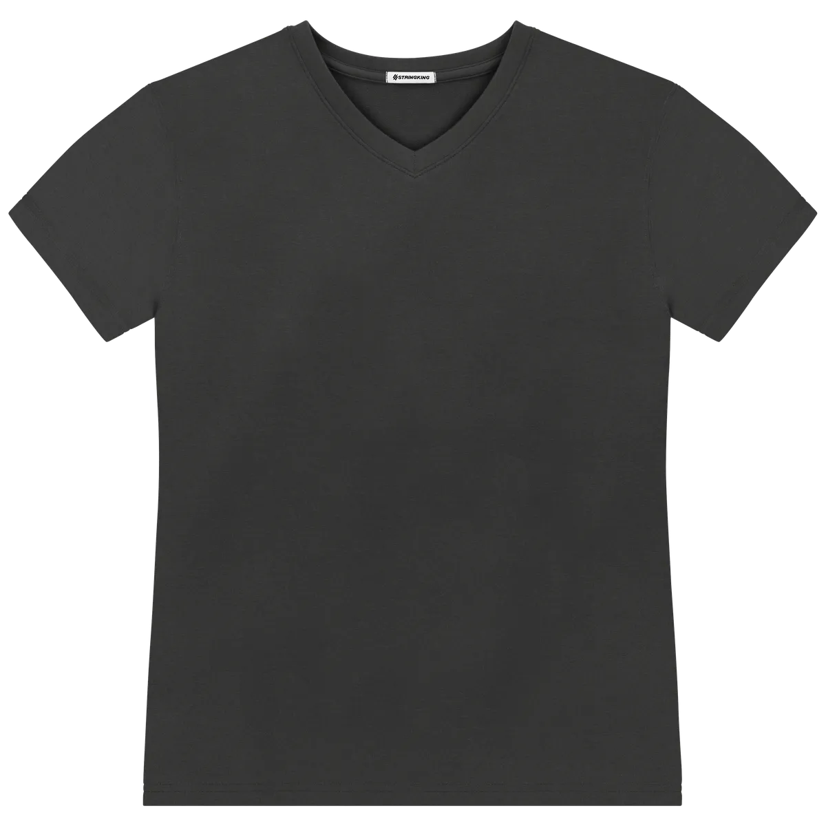 StringKing Men's Pima Terry V-Neck Tee - Sharp Fit, Black, Front