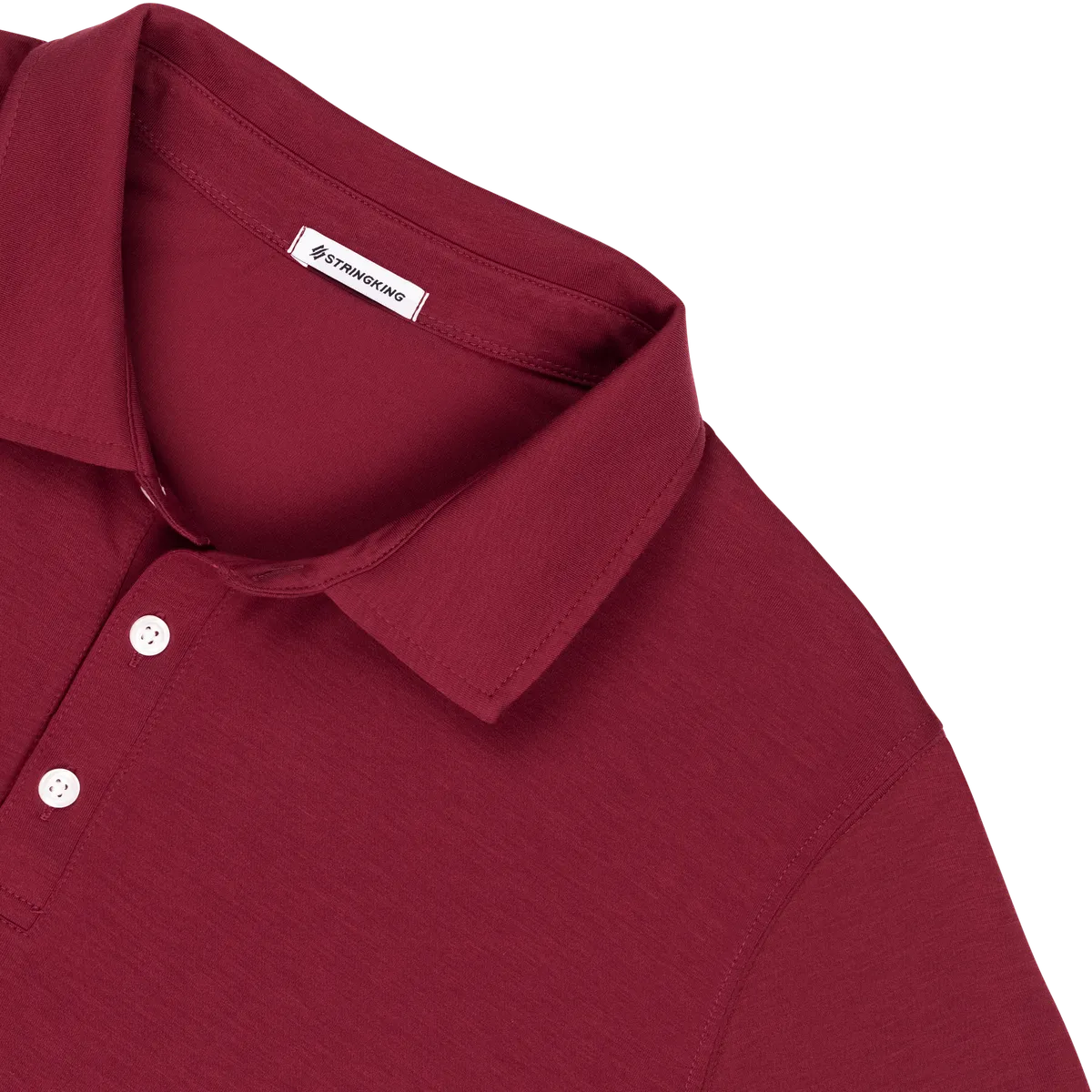 StringKing Men's FlexStyle Long Sleeve Polo - Relaxed Fit, Rhubarb, Detail
