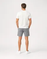 StringKing Men's Pima Jersey Tee - Sharp Fit, Tofu, Full Back - Human Model - Top of head to Mid-thigh