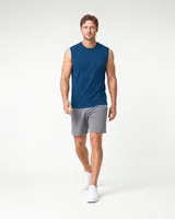 StringKing Men's StayWarm Tank Top - Sharp Fit, Navy Blue, Full Front Angle - Human Model