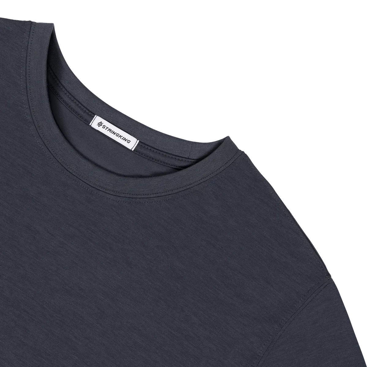StringKing Men's FlexStyle Long Sleeve Crewneck T-Shirt - Sharp Fit, India Ink, Detail