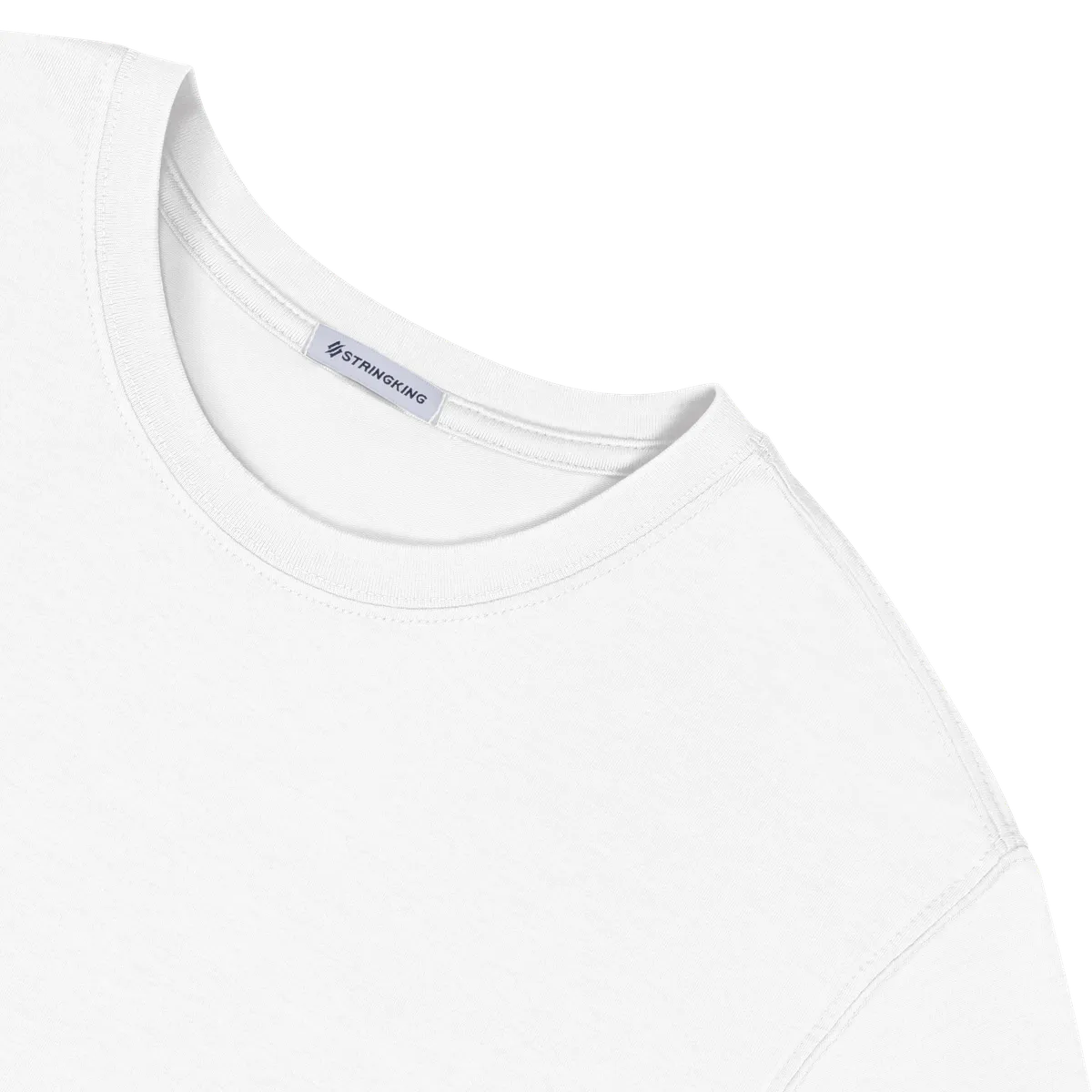 StringKing Men's Pima Cotton Long Sleeve Crewneck T-Shirt - Relaxed Fit, White, Detail