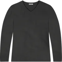 StringKing Women's Pima Jersey Long Sleeve V-Neck Tee - Sharp Fit, Black, Front