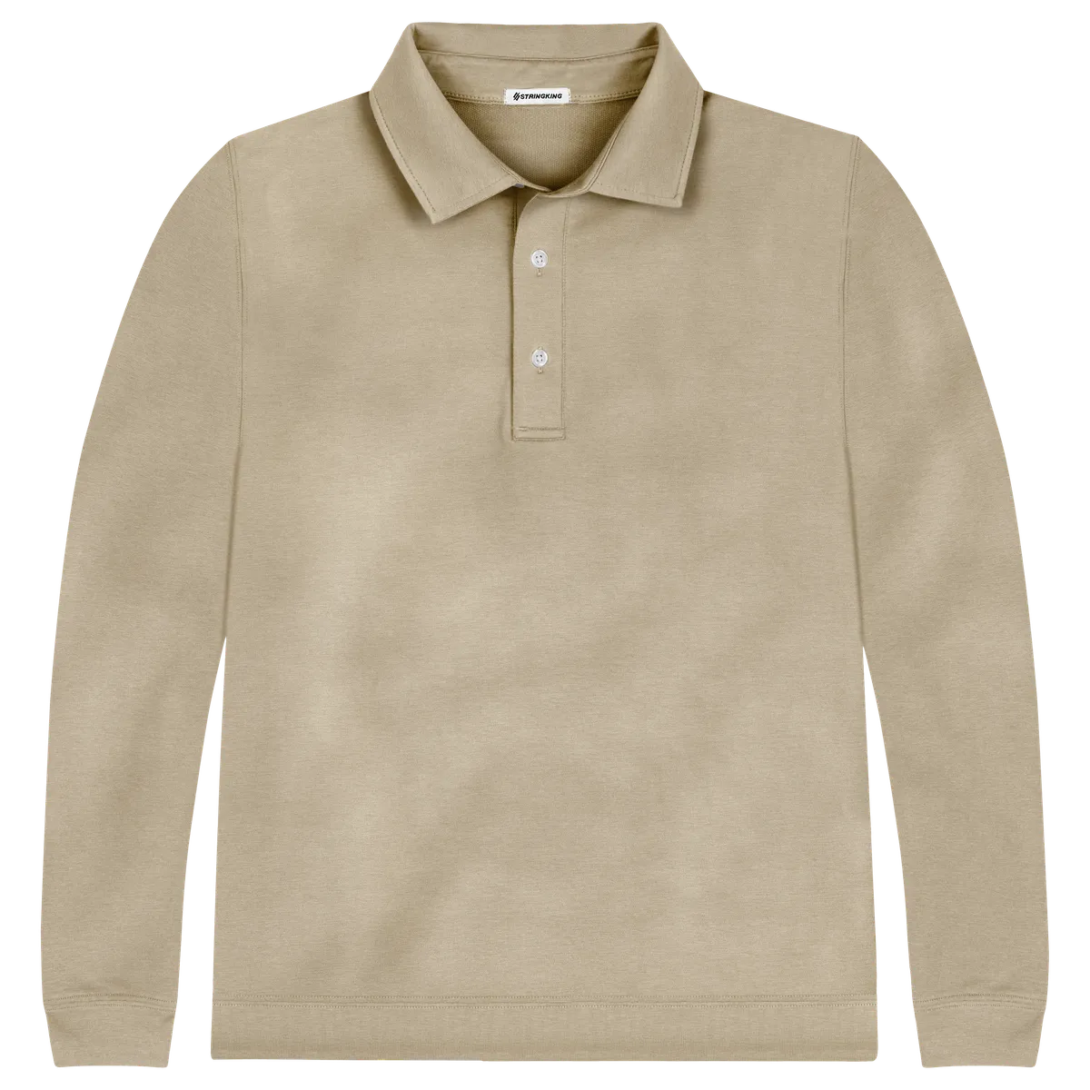 StringKing Men's Pima Cotton Polo Sweatshirt - Relaxed Fit, Warm Khaki, Front