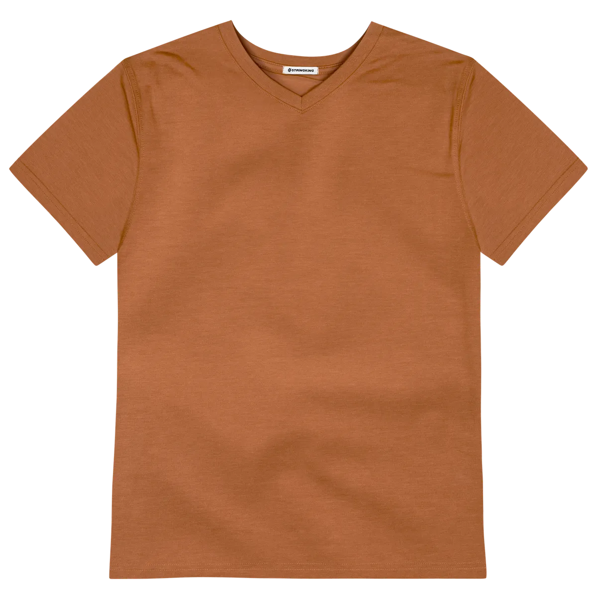 StringKing Men's FlexStyle Short Sleeve V-Neck T-Shirt - Relaxed Fit, Bombay Brown, Front