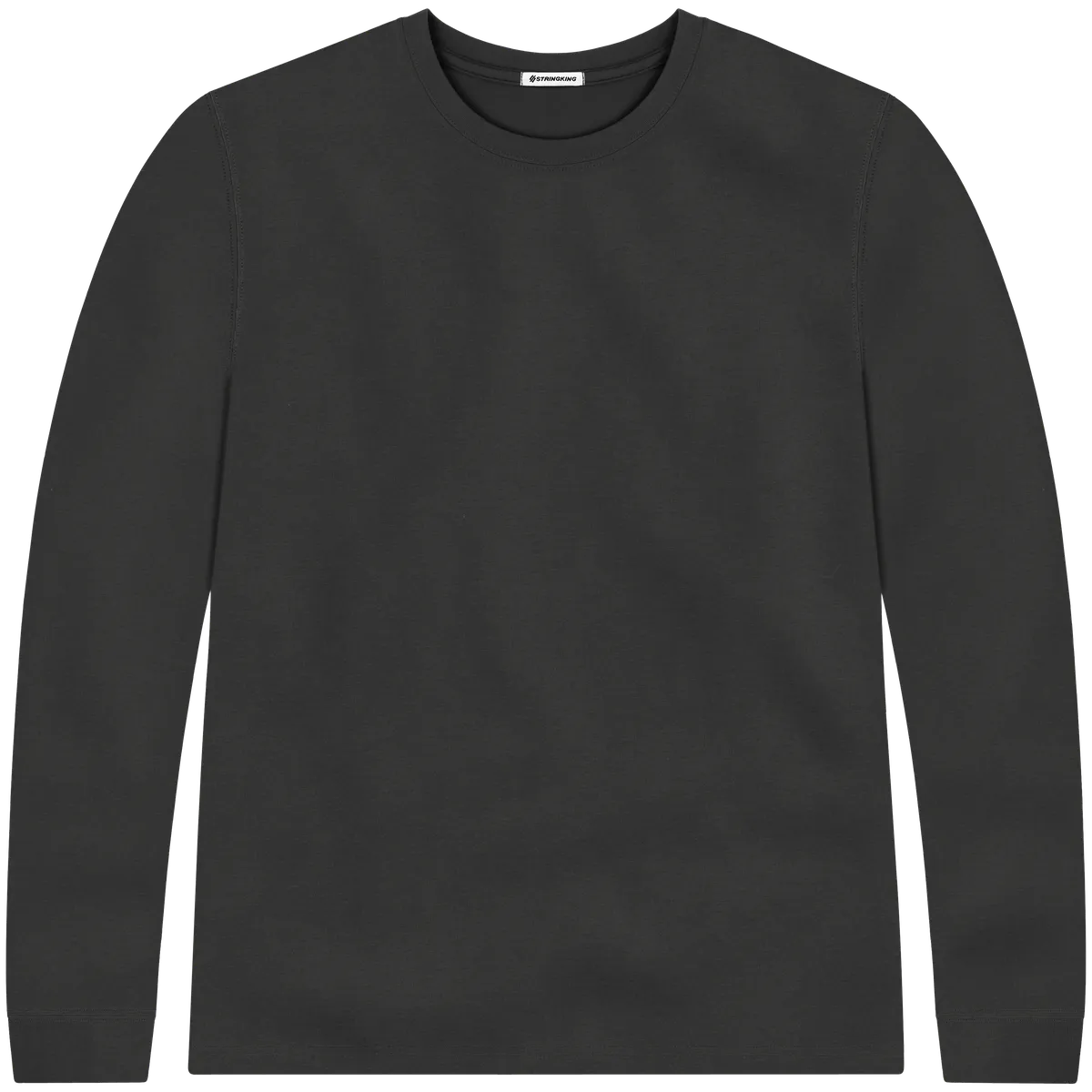StringKing Men's Pima Jersey Long Sleeve Tee - Sharp Fit, Black, Front
