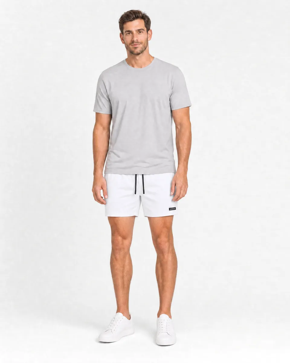 StringKing Men's Velocity Short - Sharp Fit, White, 5 inch, Full Front - Human Model