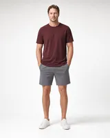 StringKing Men's Pima Jersey Tee - Relaxed Fit, New Maroon, Full Front - Human Model