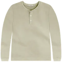 StringKing Men's Pima Cotton Henley Sweatshirt - Sharp Fit, Khaki Green, Front