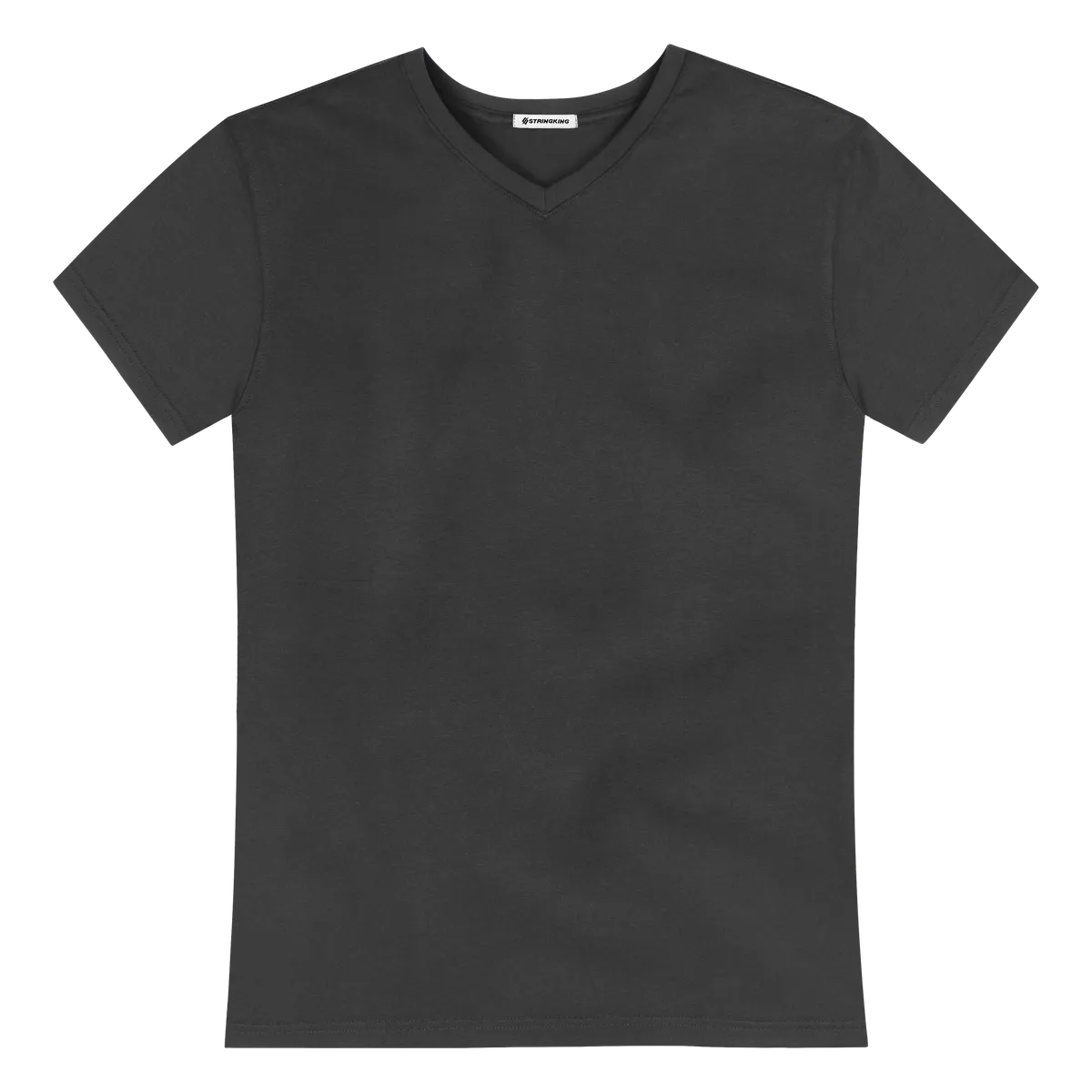 StringKing Men's Pima Cotton Short Sleeve V-Neck T-Shirt - Sharp Fit, Black, Front