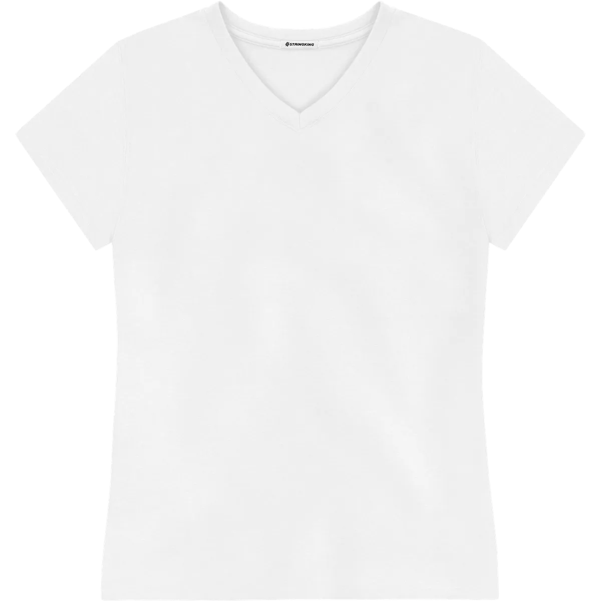 StringKing Women's Pima Jersey V-Neck Tee - Relaxed Fit, White, Front