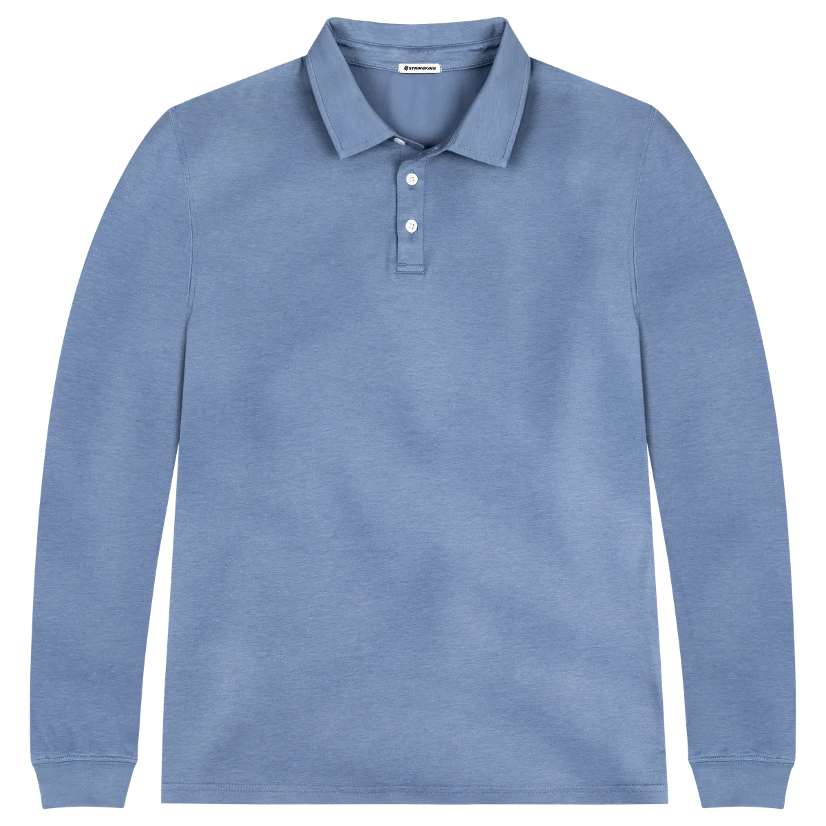 StringKing Men's Pima Cotton Long Sleeve Polo - Sharp Fit, Slate Blue, Front