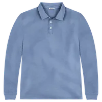 StringKing Men's Pima Cotton Long Sleeve Polo - Sharp Fit, Slate Blue, Front