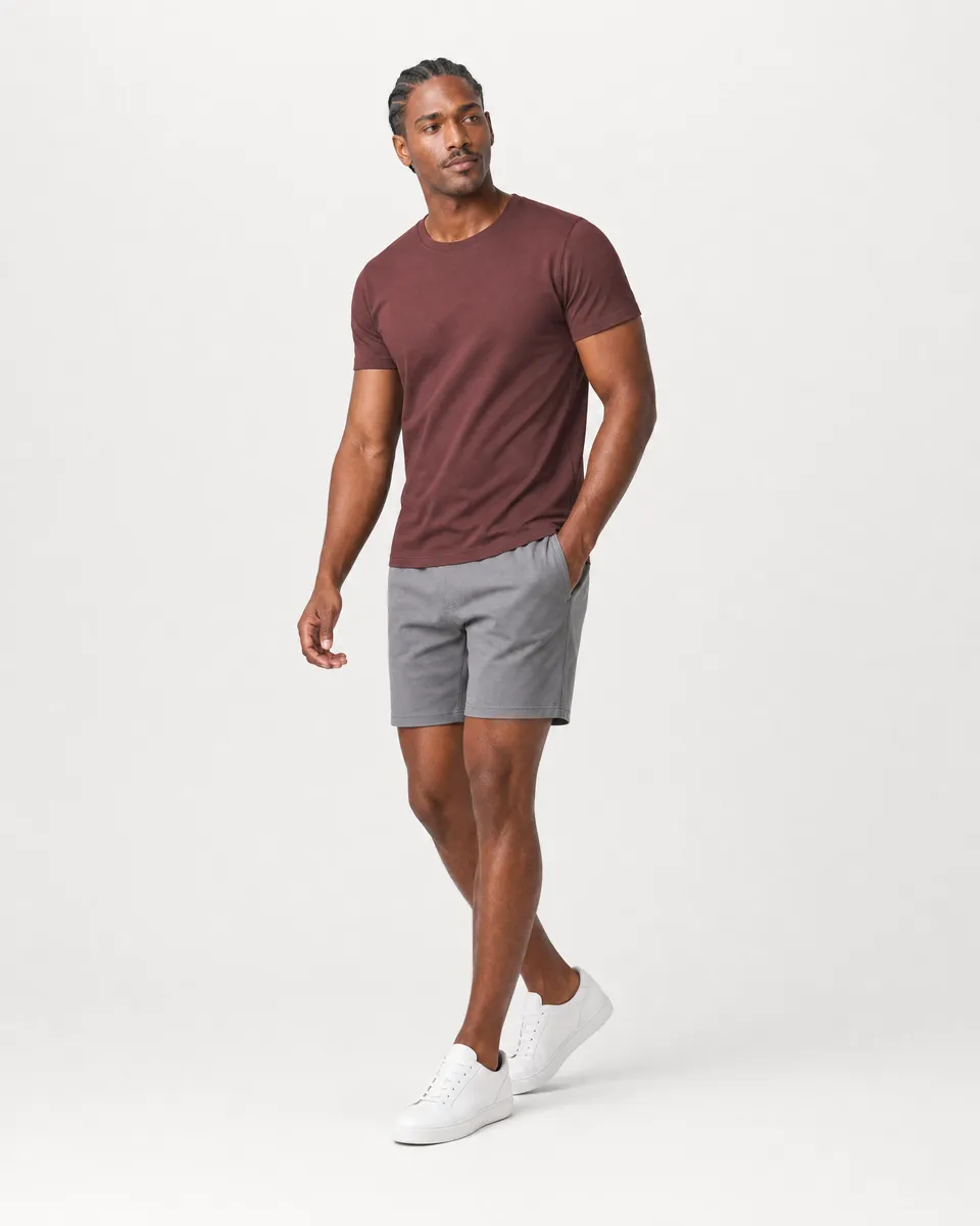 StringKing Men's Pima Jersey Tee - Sharp Fit, New Maroon, Collar Shoulder - Human Model