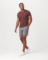 StringKing Men's Pima Jersey Tee - Sharp Fit, New Maroon, Collar Shoulder - Human Model