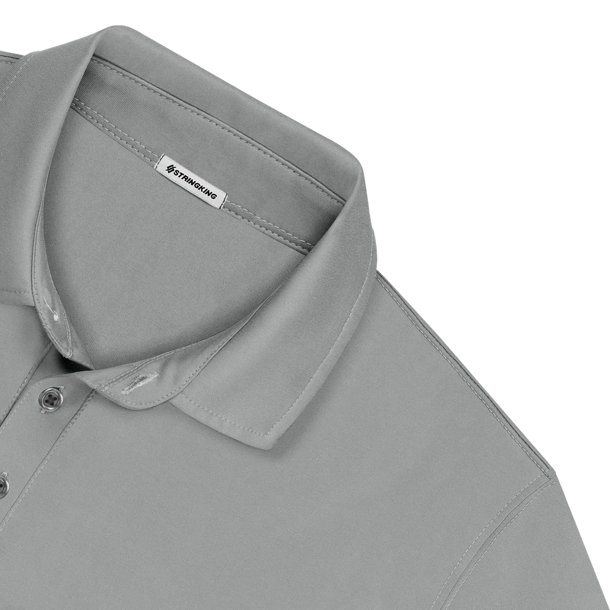 StringKing Men's StayCool Long Sleeve Polo - Relaxed Fit, Gray, Detail