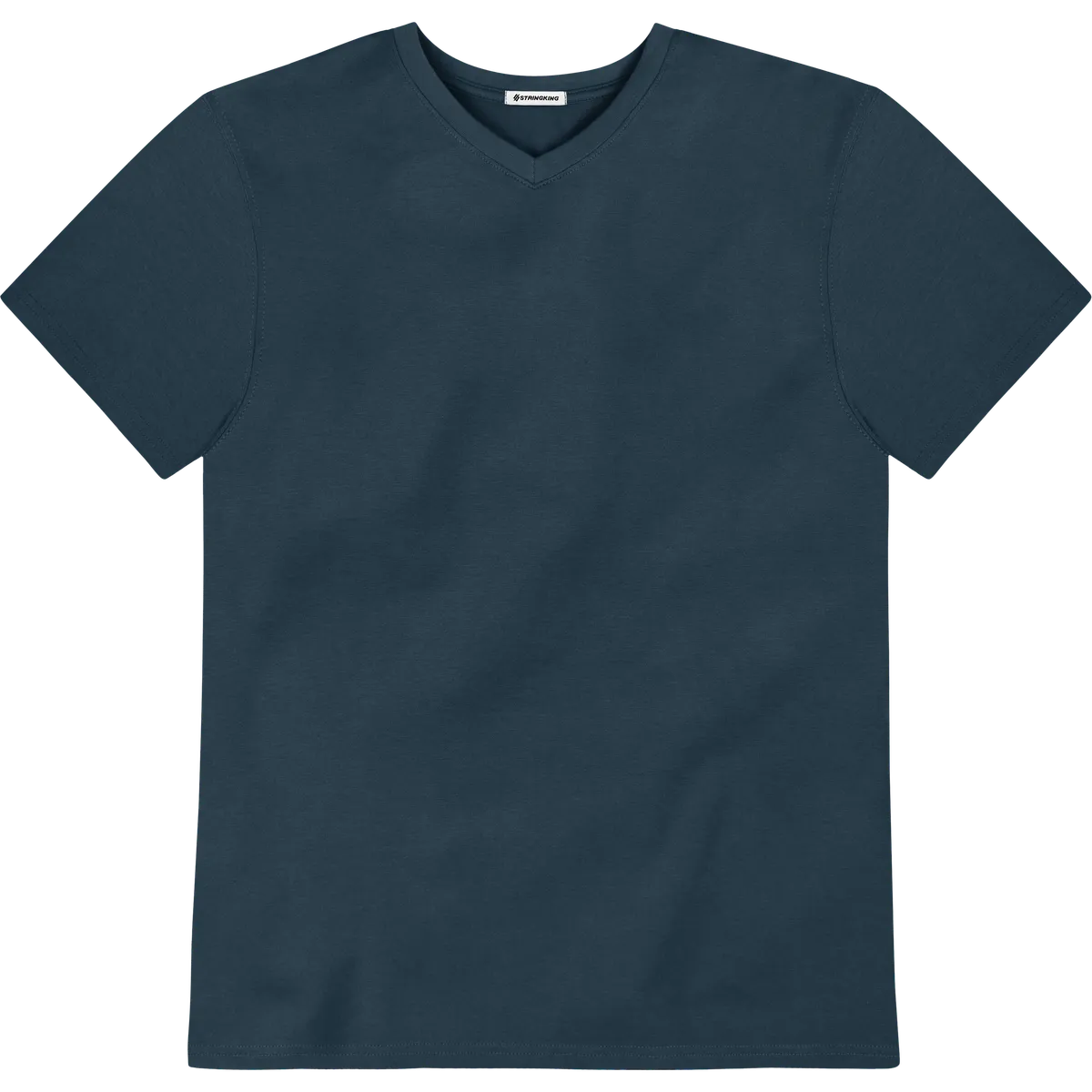 StringKing Men's Pima Cotton Short Sleeve V-Neck T-Shirt - Relaxed Fit, Navy, Front